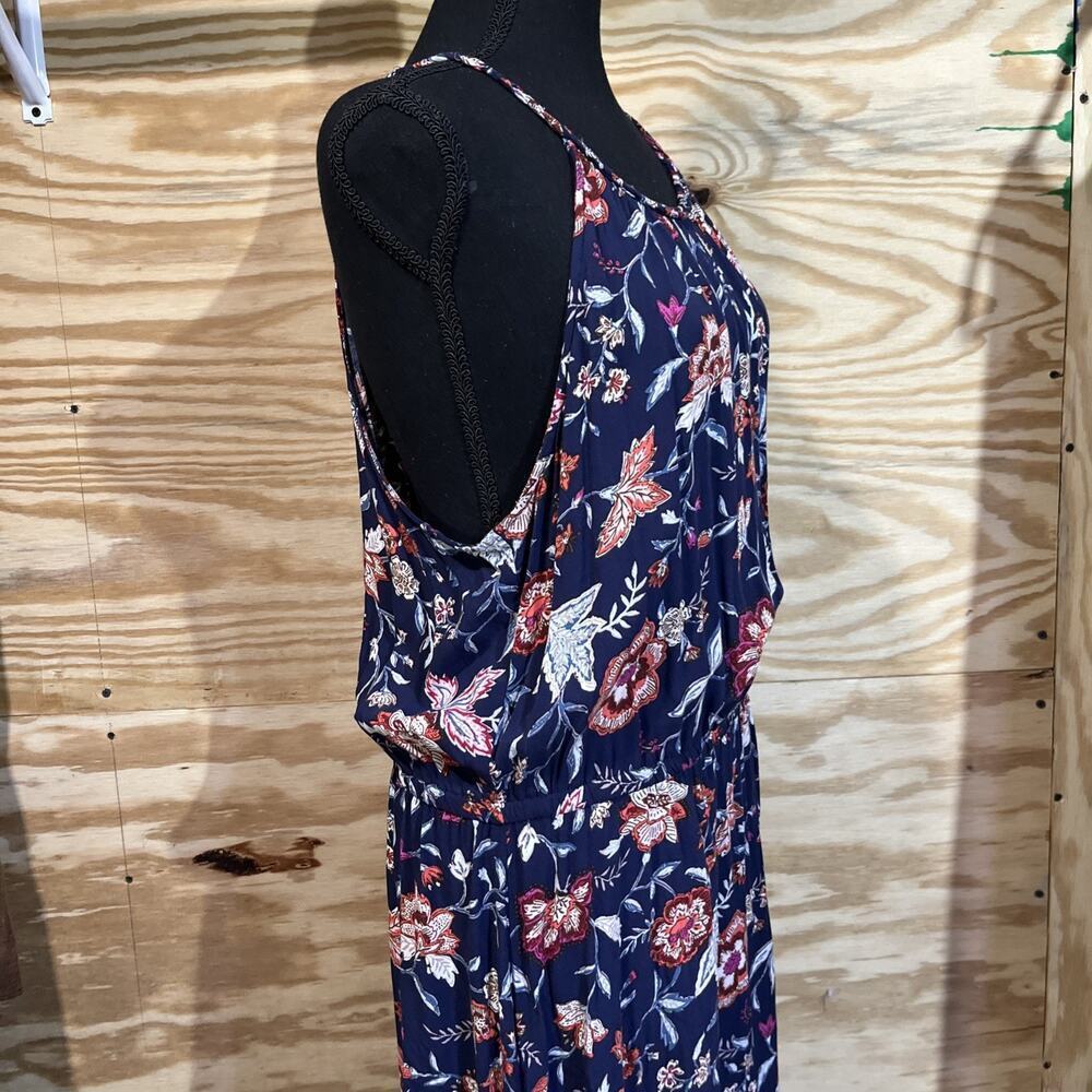 Old Navy Floral Halter Maxi Dress Womens Large Blue Vacation Resort Beach - Picture 5 of 15